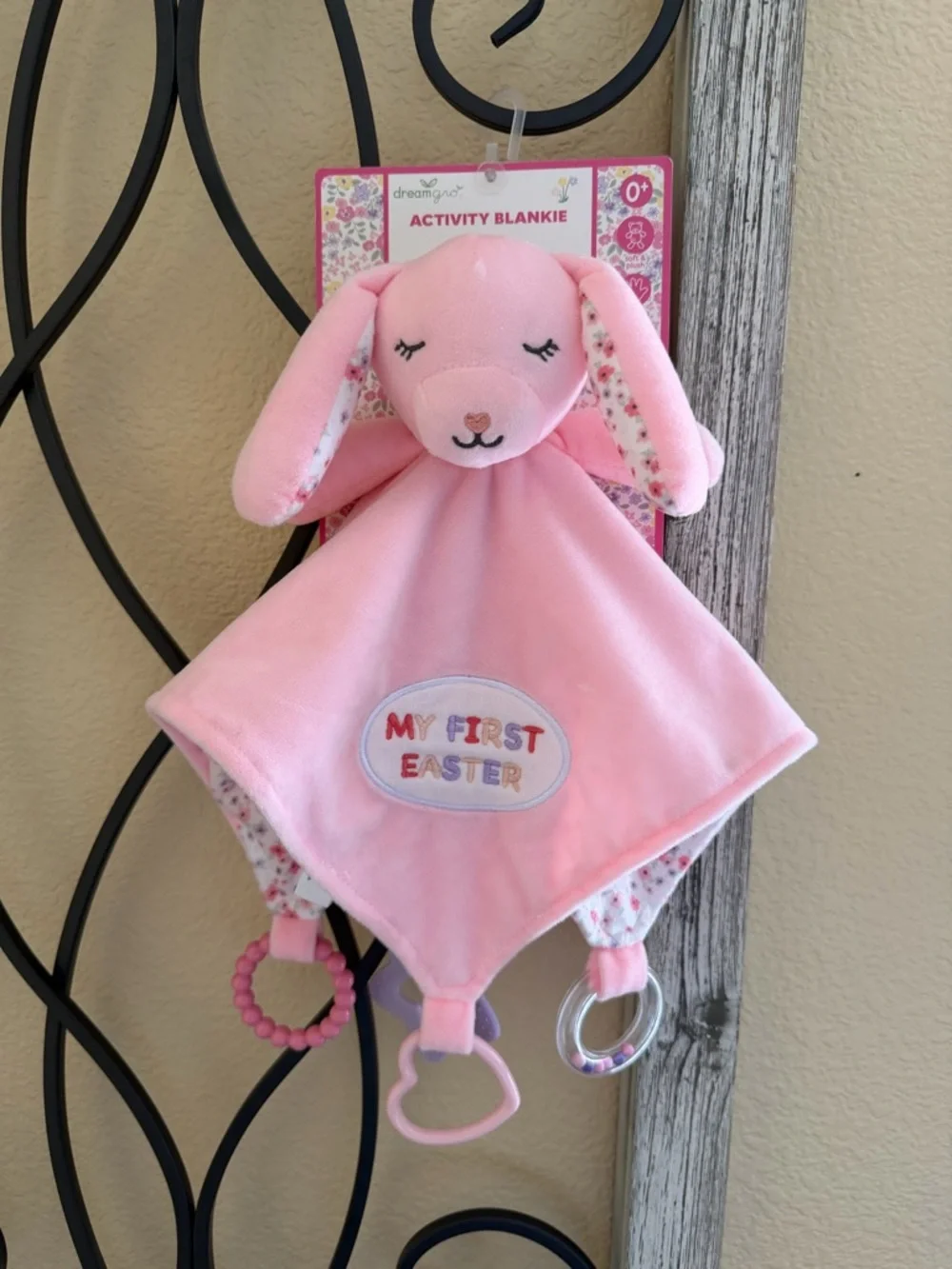 Pink 'My First Easter' Bunny Activity Blankie
